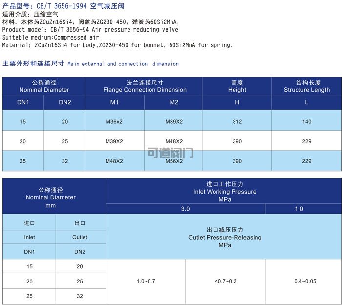 船用空气减压阀 CB3656-94(图2)